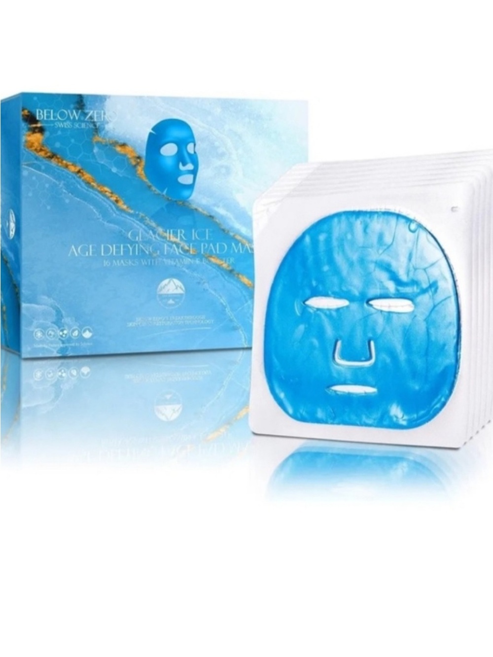 BELOW ZERO Glacier Ice Age Defying Face Pad Mask - 16 Masks
